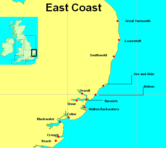 East Coast (Great Yarmouth to R.Roach, Sailing Directions and Charts