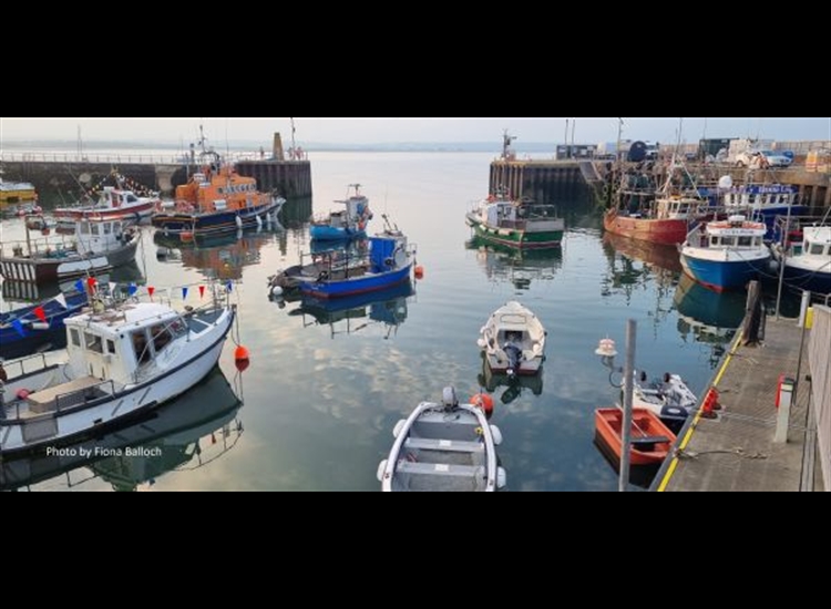 Ballycotton harbour with dinghy pontoon in the right foreground