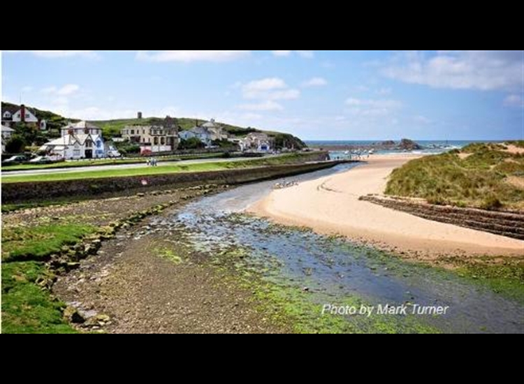 Bude. Looking down the River Neet with the Canal Sea Lock middle centre