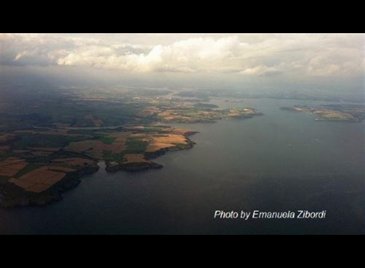Cork Harbour looking North. Crosshaven centre with Spike Island & West Passage in distance