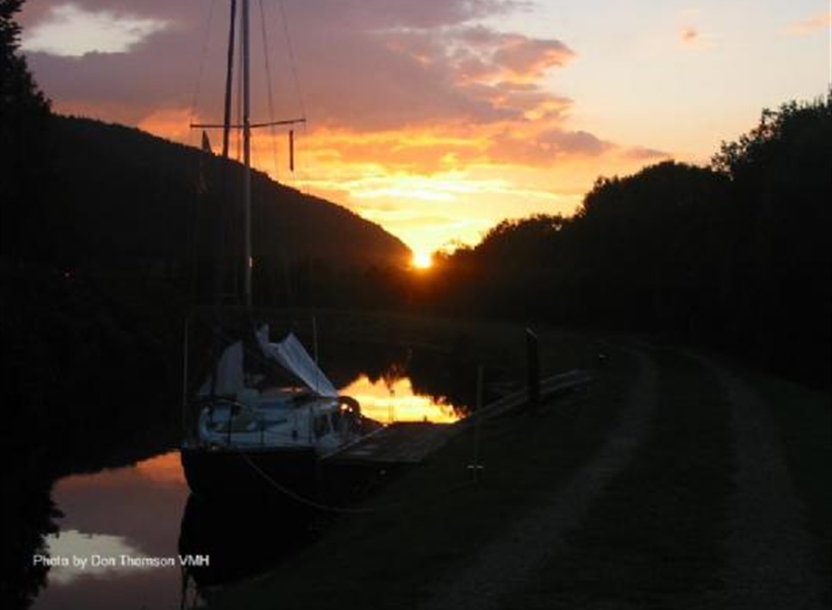 11. Evening on the Bellanoch waiting pontoon. Bridge is astern of photographer
