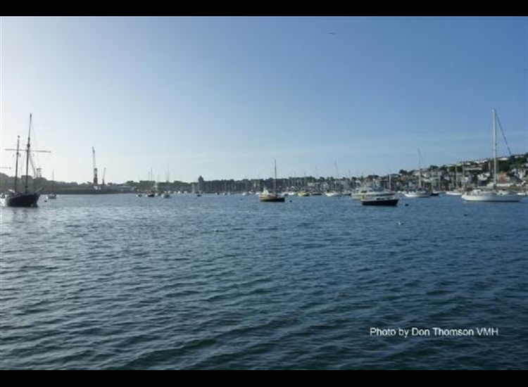 Channel towards Penryn from bottom right to middle left (crane) and then bends right