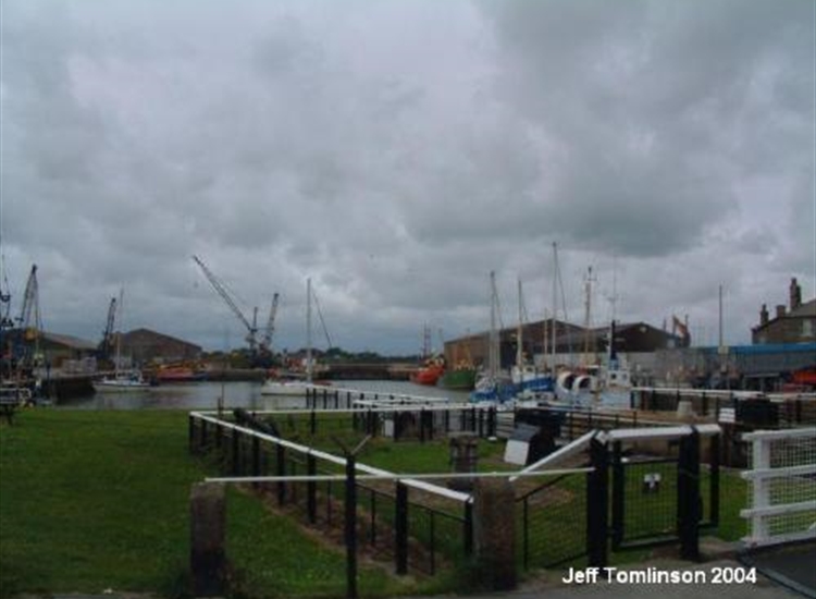 Yachts waiting to lock into Marina