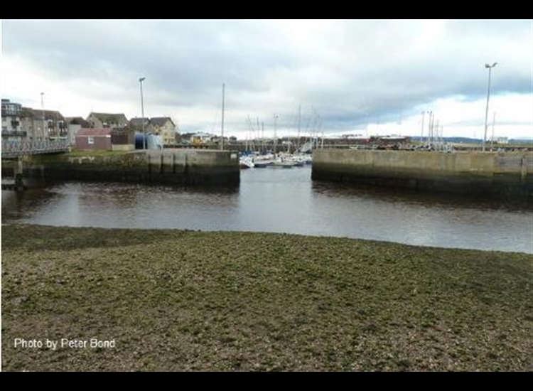Nairn marina entrance from the East bank of the channel