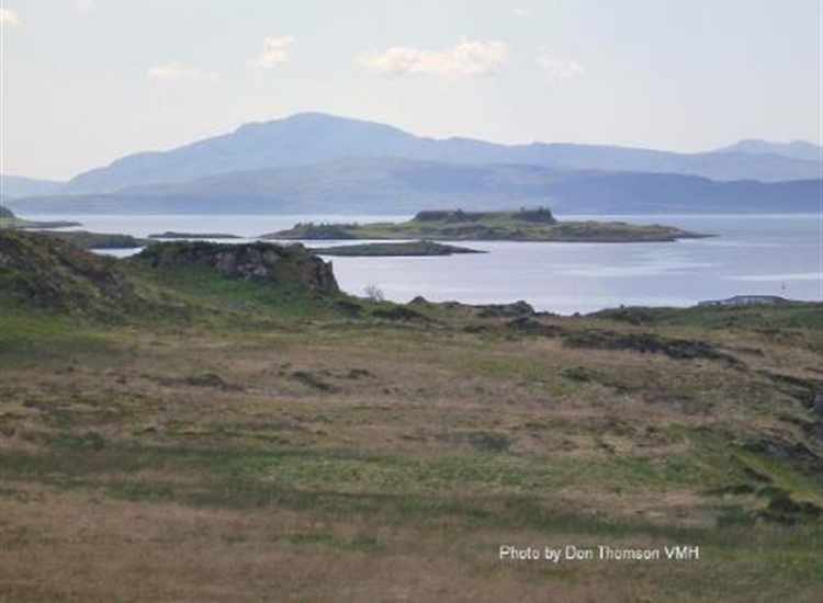 Mull from Kerrera looking West over Otter Bay and Eilean nan Gamhna