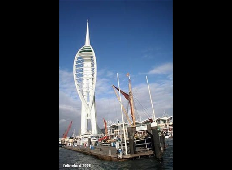 Gunwharf Quay, starboard side on entry. Get permission before crossing harbour-see text