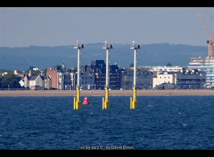 New light towers near the entrance to Portsmouth