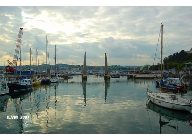 Footbridge and sill looking out to outer harbour