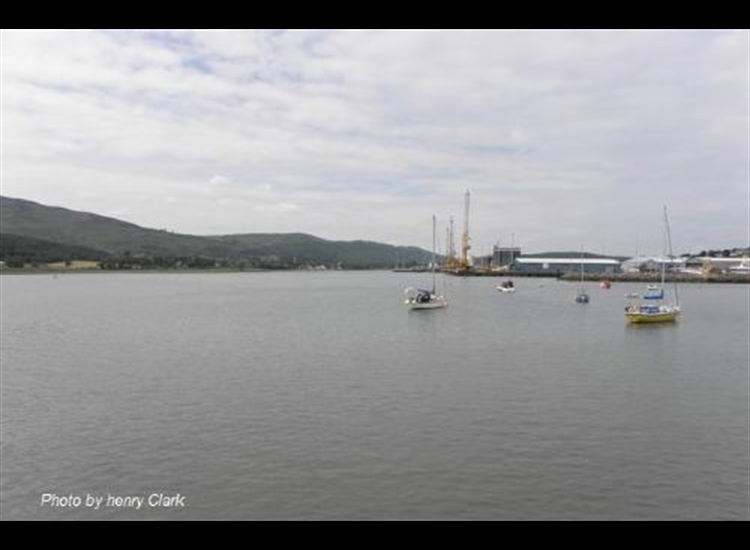 Warrenpoint looking up river. Moorings close NE of shipping channel